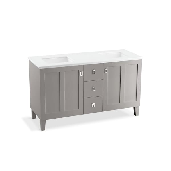 Kohler Vanity Cabinet, Free Standing, Mohair Gray, Mohair Grey, 34-1/2 in H, 60 in W 99537-LG-1WT - main